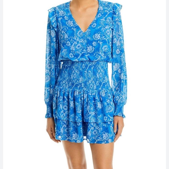 Aqua Dresses & Skirts - NWT Aqua Blue Floral Smocked Mini Dress L
